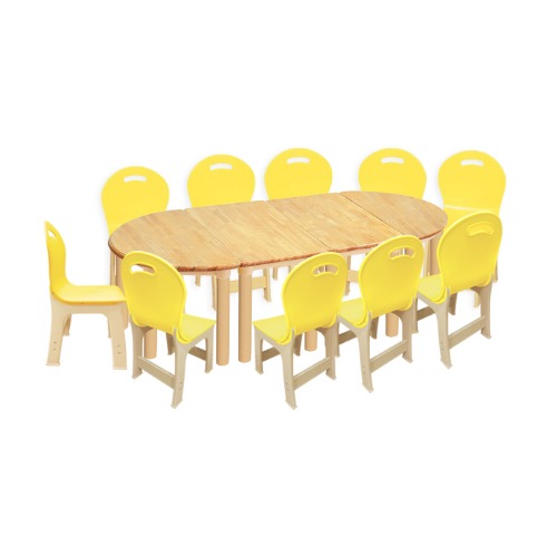 고무나무 4조각 10인 책상의자세트(노랑 파스텔 의자)