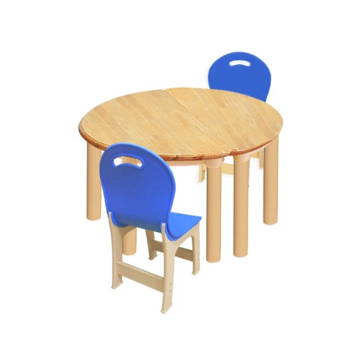 고무나무 2조각 2인  책상의자세트(파랑 파스텔 의자)