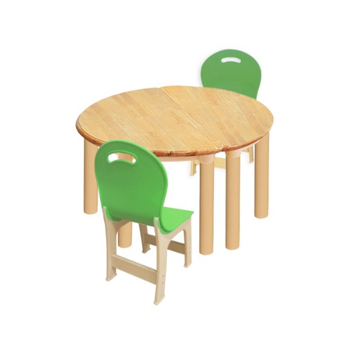 고무나무 2조각 2인  책상의자세트(초록 파스텔 의자)