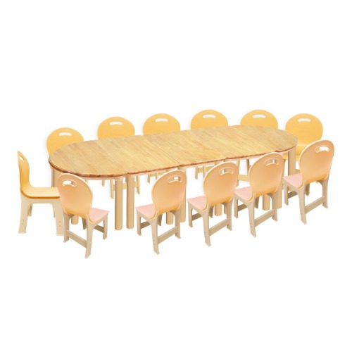 고무나무 5조각 12인  책상의자세트(비취 파스텔 의자)