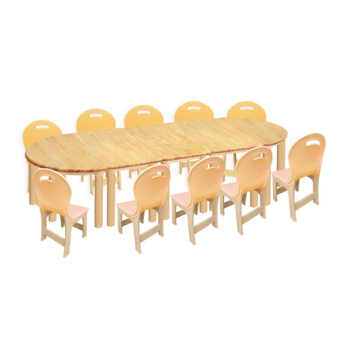고무나무 5조각 10인 책상의자세트(비취 파스텔 의자)