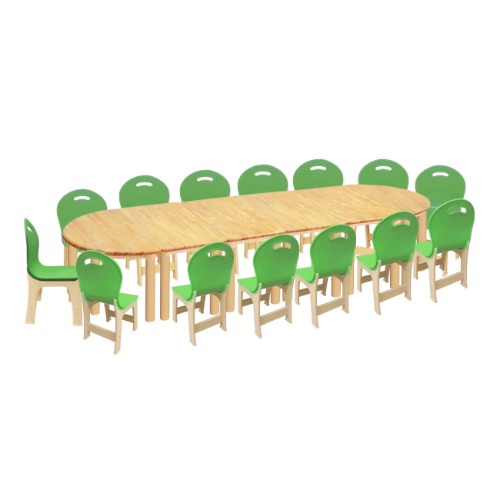 고무나무 6조각 14인  책상의자세트(초록 파스텔 의자)