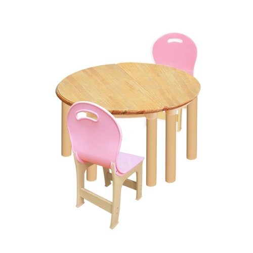 고무나무 2조각 2인  책상의자세트(분홍 파스텔 의자)