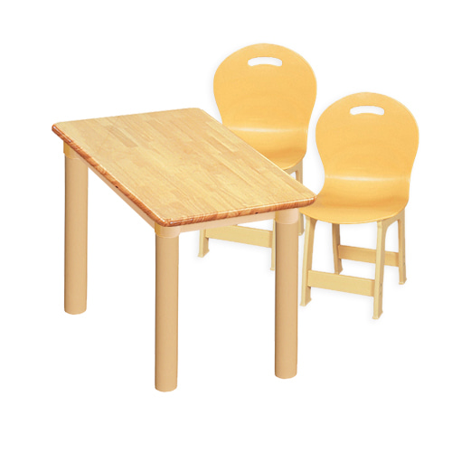 고무나무 1조각 2인  사각 책상의자세트(비취 파스텔 의자)
