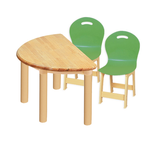 고무나무 1조각 2인  책상의자세트(초록 파스텔 의자)