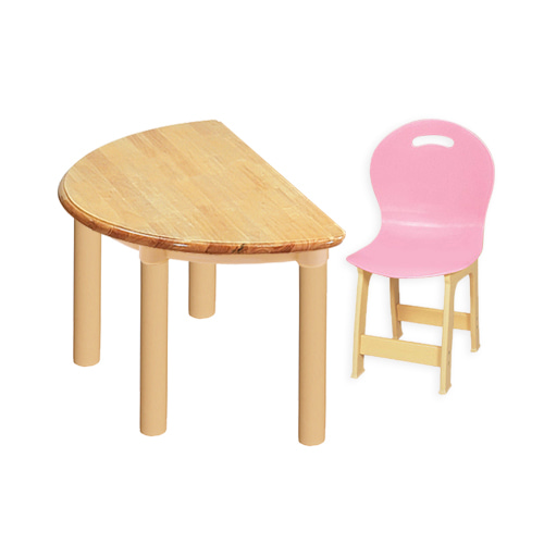 고무나무 1조각 1인   책상의자세트(분홍 파스텔 의자)