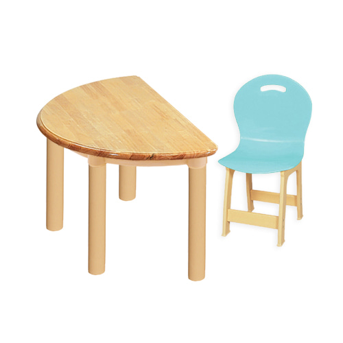 고무나무 1조각 1인   책상의자세트(옥색 파스텔 의자)