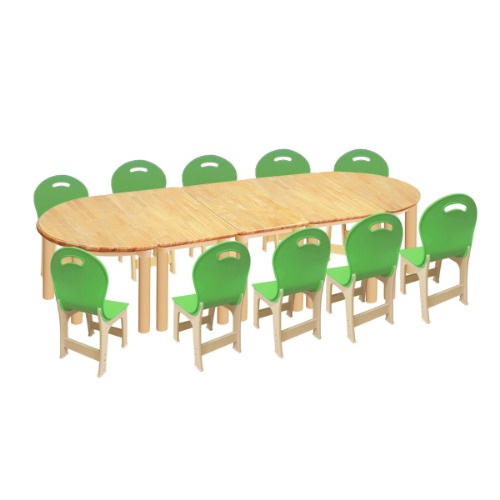 고무나무 5조각 10인 책상의자세트(초록 파스텔 의자)