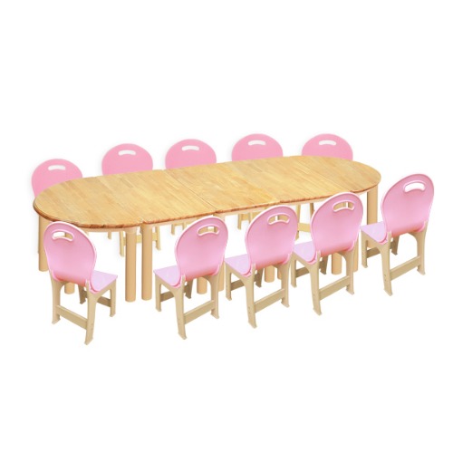 고무나무 5조각 10인 책상의자세트(분홍 파스텔 의자)