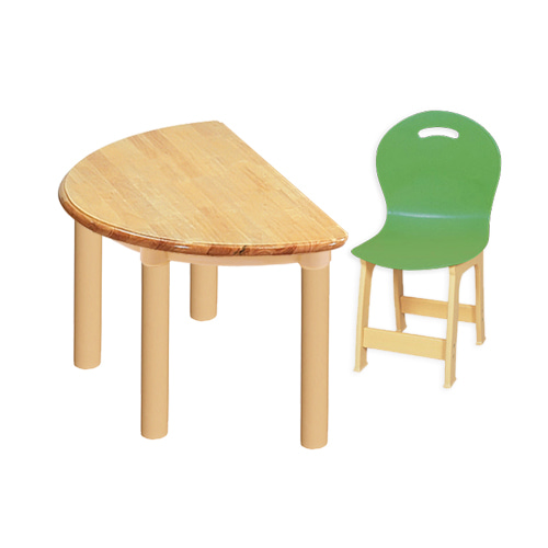 고무나무 1조각 1인   책상의자세트(초록 파스텔 의자)