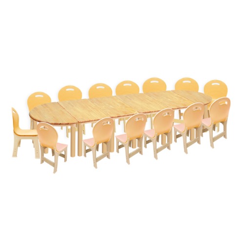 고무나무 6조각 14인  책상의자세트(비취 파스텔 의자)