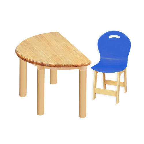 고무나무 1조각 1인   책상의자세트(파랑 파스텔 의자)
