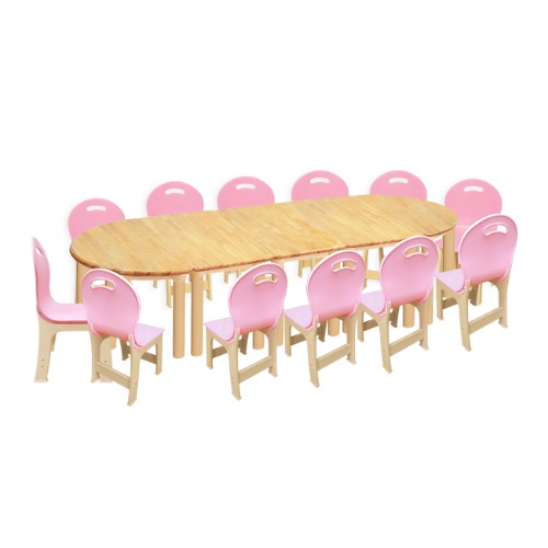 고무나무 5조각 12인  책상의자세트(분홍 파스텔 의자)