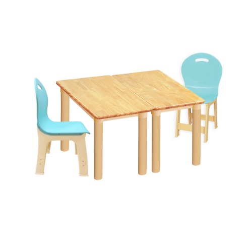 고무나무 2조각 2인 사각 책상의자세트(옥션 파스텔 의자)