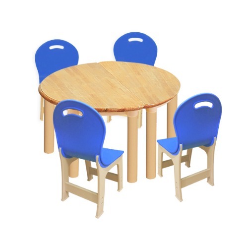 대형 고무나무 2조각4인  책상의자세트(파랑 파스텔 의자)