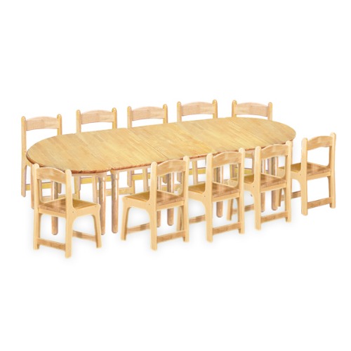 대형 고무나무 5조각10인  책상의자세트(고무나무 의자)