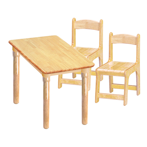고무나무 1조각2인 사각 책상의자세트(고무나무 의자)