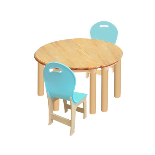 대형 고무나무 2조각2인  책상의자세트(옥색 파스텔 의자)