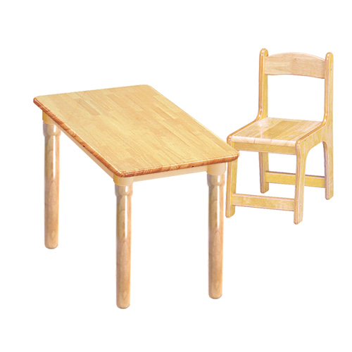 대형 고무나무 1조각1인 사각 책상의자세트(고무나무 의자)