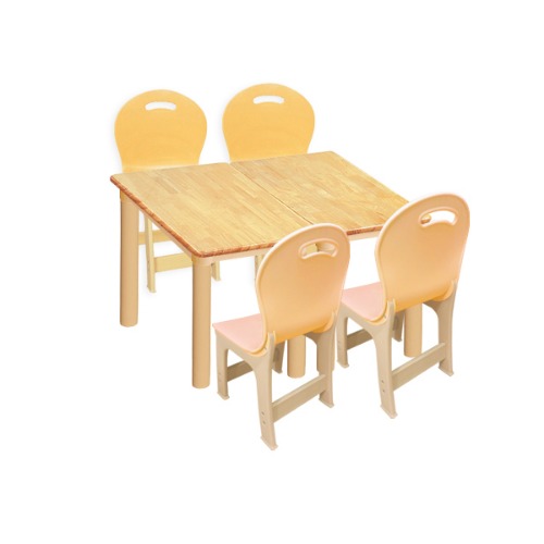 대형 고무나무 2조각4인 사각 책상의자세트(비취 파스텔 의자)