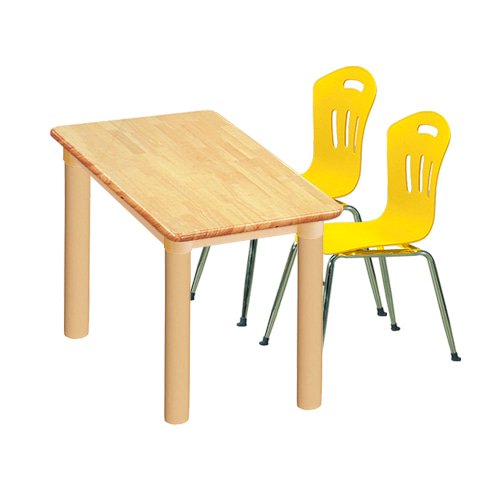 대형 고무나무 1조각2인 사각 책상의자세트(노랑 초등수강의자)