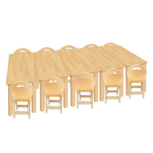 안전 고무나무  사각5조각 10인 책상세트(파스텔 의자)