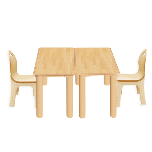안전 고무나무  사각2조각 2인 책상세트(파스텔 의자)
