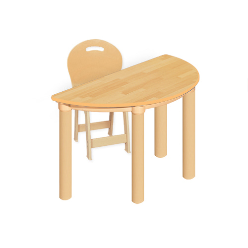 안전 고무나무  반달1조각 1인 책상세트(파스텔 의자)