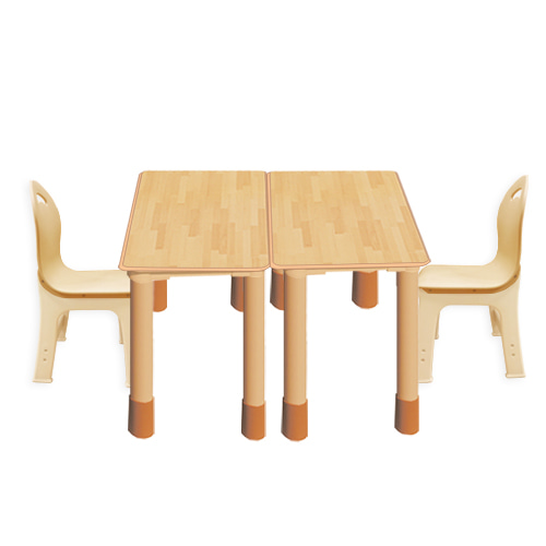 고무나무 안전 2조각 2인 사각 높이조절세트 (파스텔 의자)