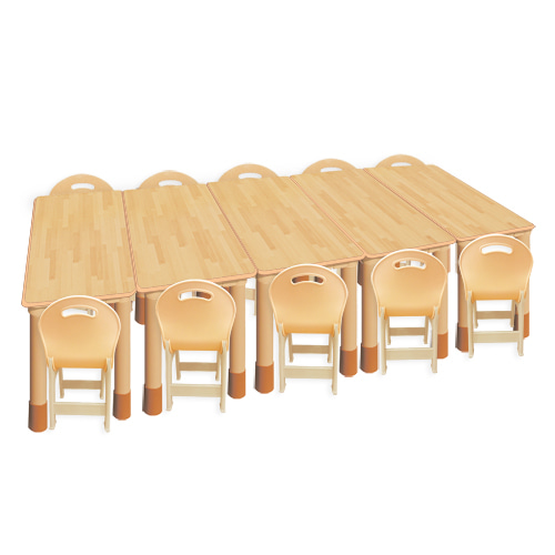 고무나무 안전 5조각 10인 사각 높이조절세트 (파스텔 의자)