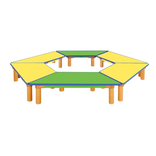 안전 6조각 칼라 다각형 마름모 사다리꼴 열린 좌식학습대(노랑4+초록2)