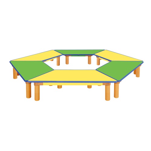 안전 6조각 칼라 다각형 마름모 사다리꼴 열린 좌식학습대(노랑3+초록3)
