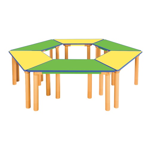 안전 6조각 칼라 다각형 마름모 사다리꼴 열린 학습대(노랑3+초록3)