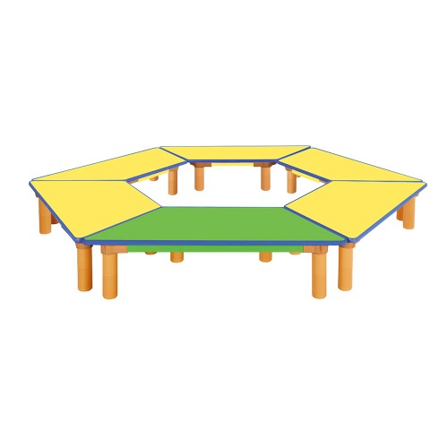 안전 6조각 칼라 다각형 마름모 사다리꼴 열린 좌식학습대(노랑5+초록1)