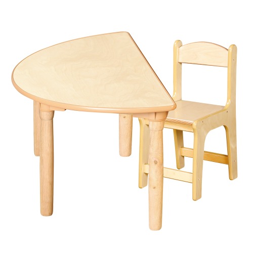 안전 자작합판 대형 반달 1조각 1인 책상의자세트(자작 의자)