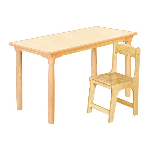안전 자작합판 대형 사각 1조각 1인 책상의자세트(고무나무 의자)