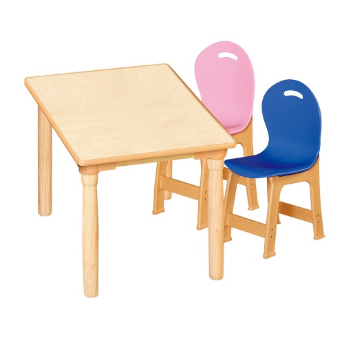 안전 자작합판 대형 사각 1조각 2인 책상의자세트(분홍+파랑 파스텔의자)
