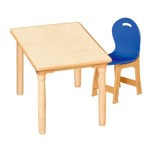 안전 자작합판 대형 사각 1조각 1인 책상의자세트(파랑 파스텔의자)