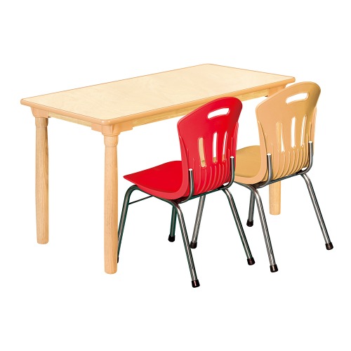 안전 자작합판 대형 사각 1조각 2인 책상의자세트(빨강+비취 수강의자)