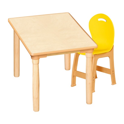 안전 자작합판 대형 사각 1조각 1인 책상의자세트(노랑 파스텔의자)
