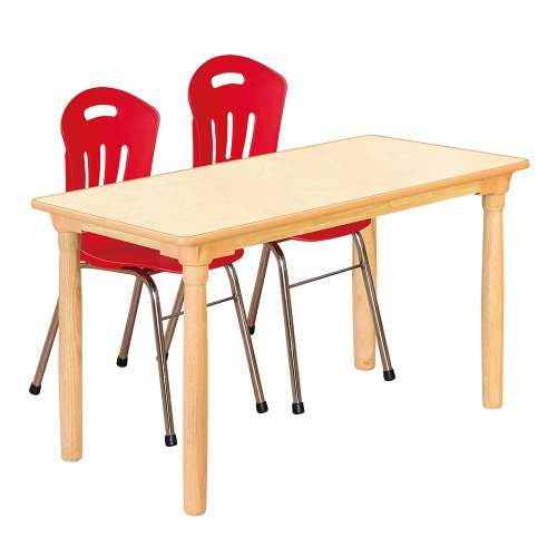안전 자작합판 대형 사각 1조각 2인 책상의자세트(빨강 수강의자)