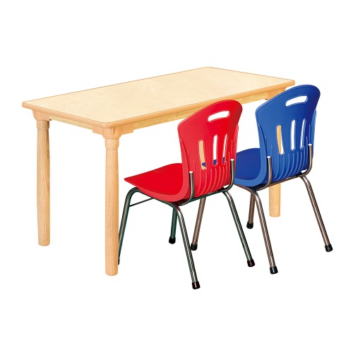 안전 자작합판 대형 사각 1조각 2인 책상의자세트(빨강+파랑 수강의자)