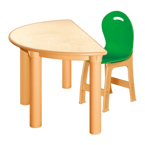 안전 자작합판 반달 1조각 1인 책상의자세트(초록 파스텔의자)