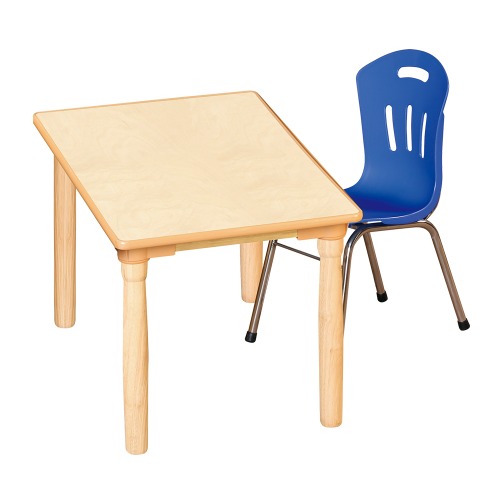 안전 자작합판 대형 사각 1조각 1인 책상의자세트(파랑 수강의자)