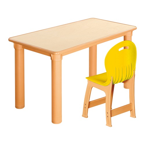 안전 자작합판 사각 1조각 1인 책상의자세트(노랑 파스텔의자)