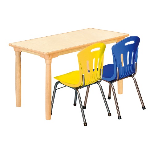 안전 자작합판 대형 사각 1조각 2인 책상의자세트(노랑+파랑 수강의자)