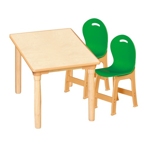 안전 자작합판 대형 사각 1조각 2인 책상의자세트(초록 파스텔의자)