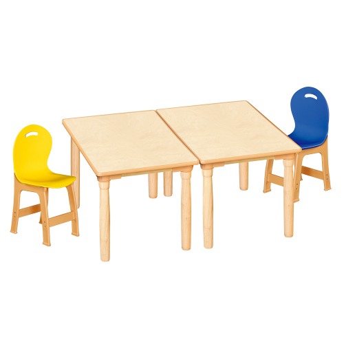 안전 자작합판 대형 사각 2조각 2인 책상의자세트(노랑+파랑 파스텔의자)