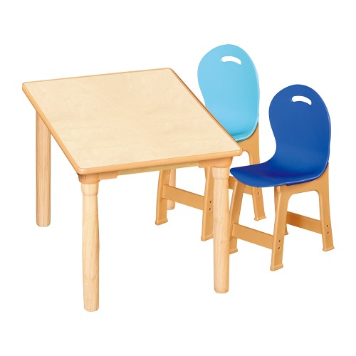안전 자작합판 대형 사각 1조각 2인 책상의자세트(하늘+파랑 파스텔의자)