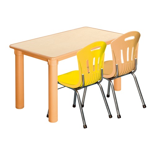 안전 자작합판 사각 1조각 2인 책상의자세트(노랑+비취 수강의자)